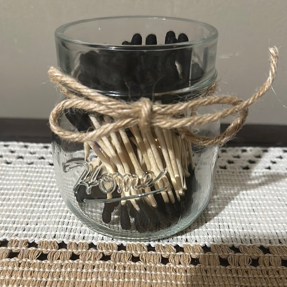 Black Lid Glass Jar with Matches - Picture 2 of 9